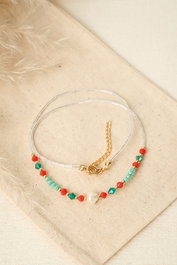 Heliophilia Silver Collar de Metal Multicolor con Diseño de Cuentas